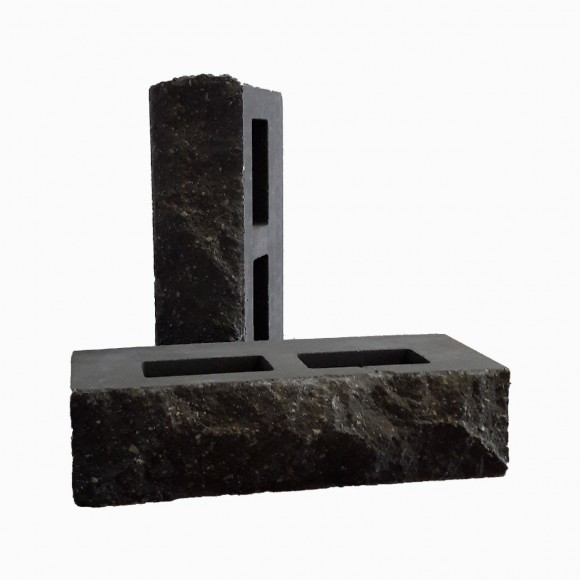 Кирпич облицовочный пустотелый "Дикий камень" тычковый Рубелэко (Графит)